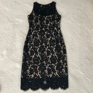 White House Black Market Black Lace Midi Tank Dress